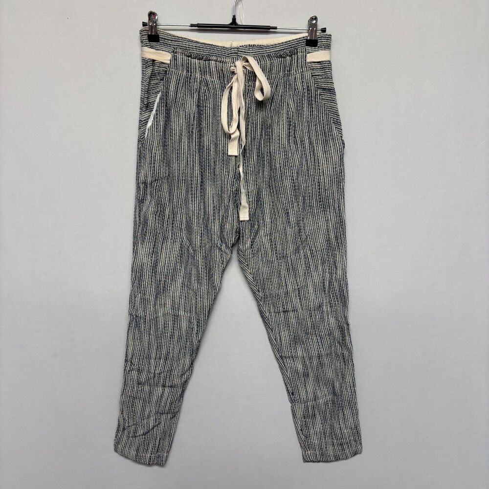 NWT Free People Women Seersucker Drawstring Crop Pants Size 6 Cotton C133 -22